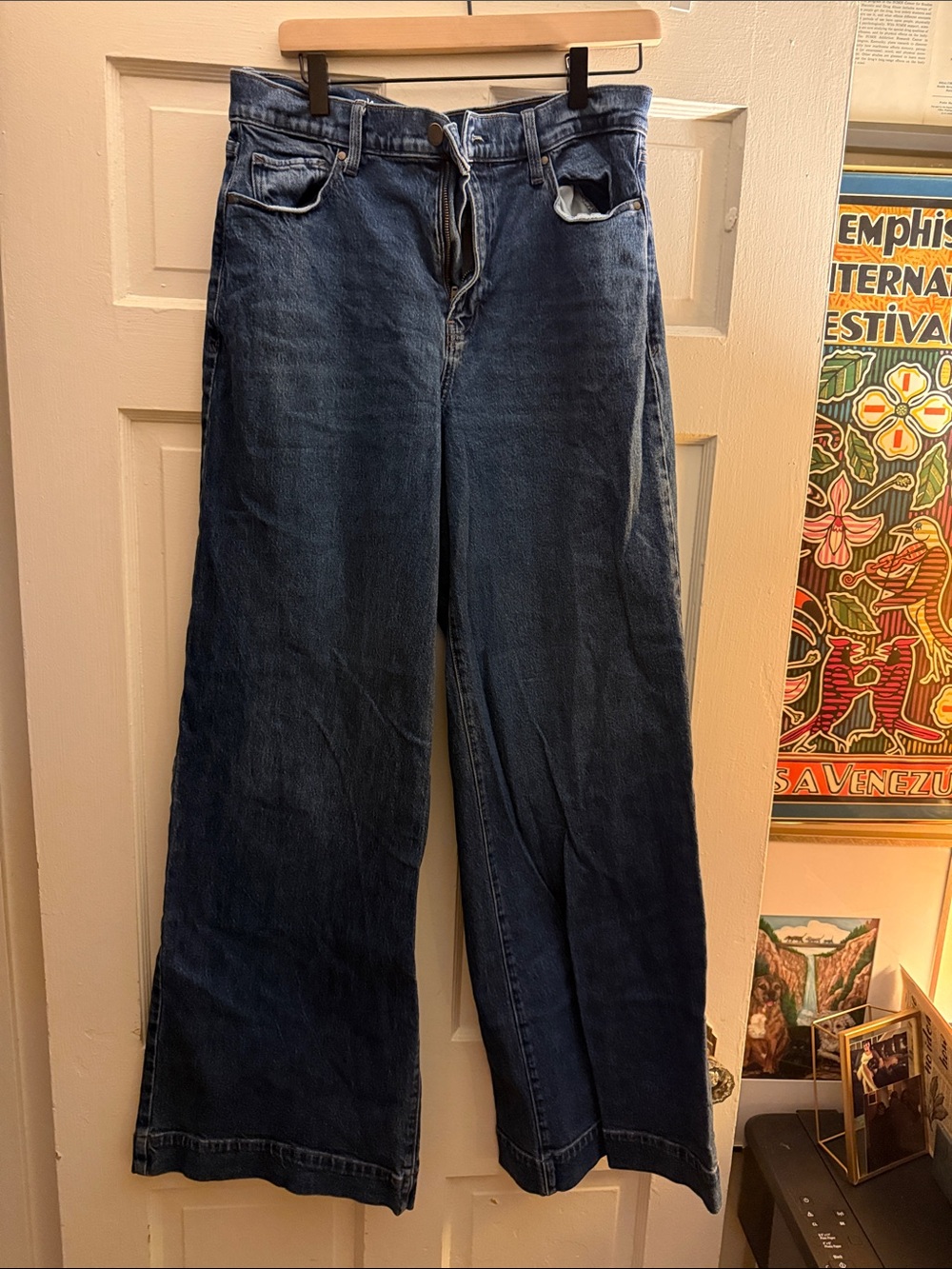 a.n.a Wide-Leg Dark Blue Jeans— 14 Tall